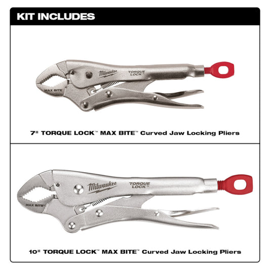 Milwaukee, 48-22-3702 2 Pc 7 in. & 10 in. Maxbite TORQUE LOCK Locking Pliers Set