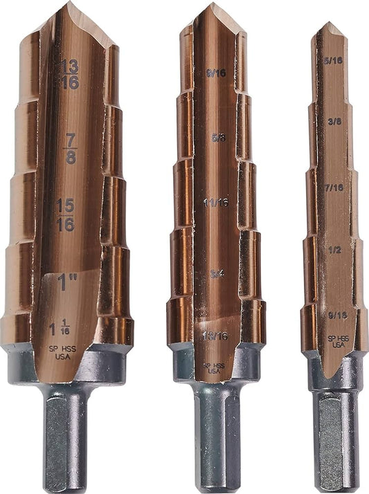 Norseman 3pc Step Reamer Drill Bit Set HI-Moly M7 5/16-1-1/16in SR-3G