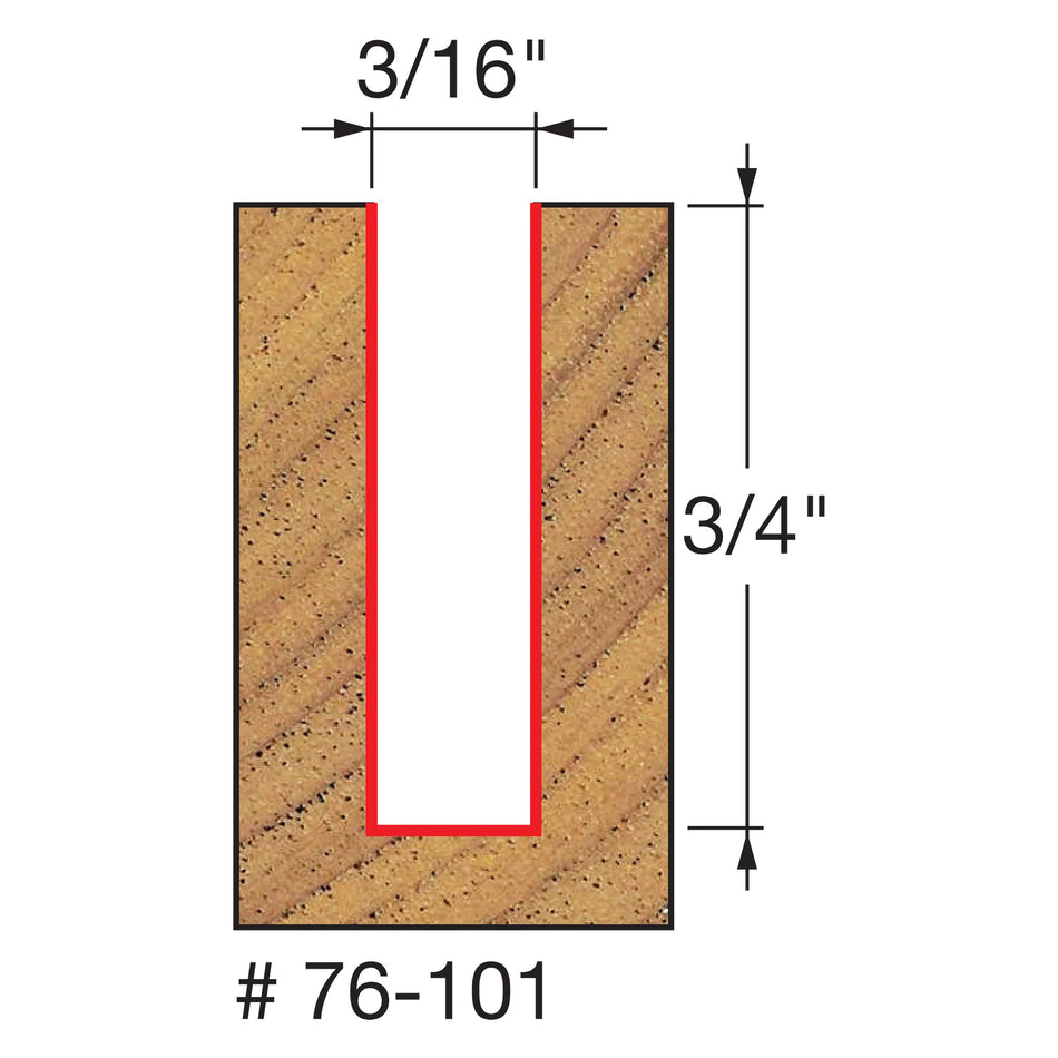 Freud, 76-101 3/16'' Down Spiral Bit / Double Flute Router Bit 1/4'' Shank