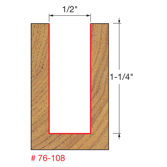 Freud, 76-108 1/2'' Down Spiral Bit / Double Flute Router Bit 1/2'' Shank