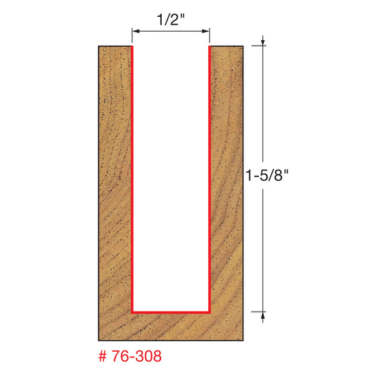 Freud, 76-308 1/2'' Diameter by 1-5/8-Inch Height 3 Flute Down Spiral Router Bit 76-308