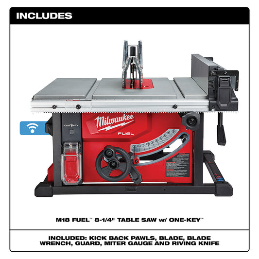 Milwaukee, 2736-20 M18 FUEL 18 V Lithium-Ion sans balais, sans fil, 8-1/4 po. Scie à table avec UNE CLÉ (outil uniquement)