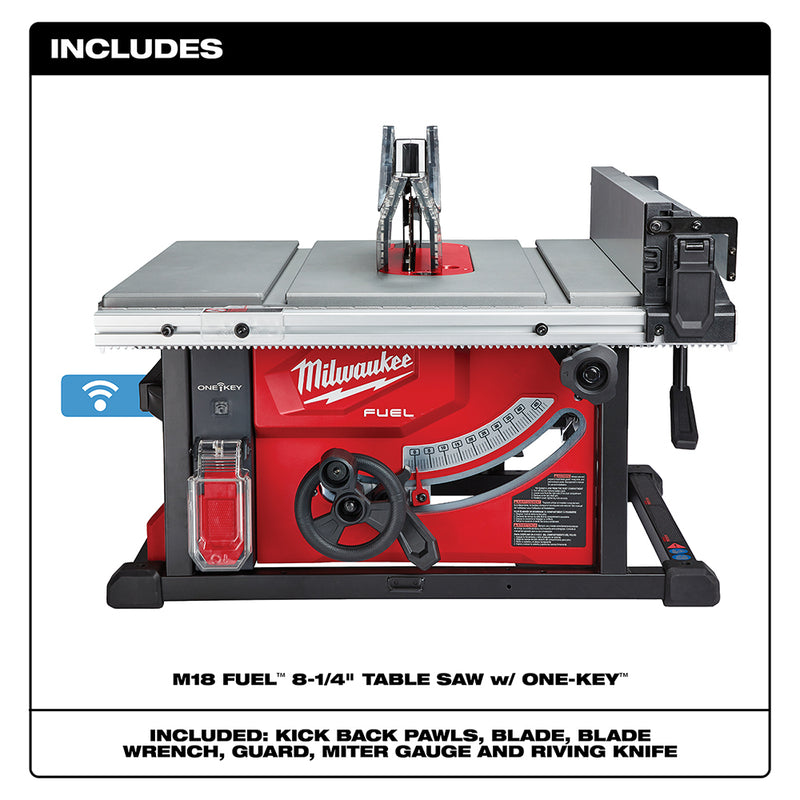 Milwaukee, 2736-20 M18 FUEL 18 Volt Lithium-Ion Brushless Cordless 8-1/4 in. Table Saw with ONE-KEY (Tool Only) 75024
