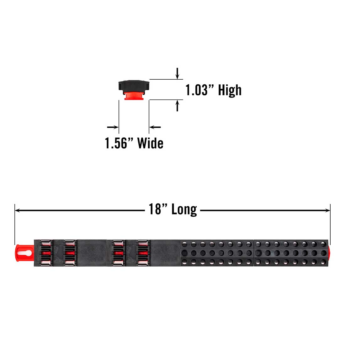 Ernst, 5731 18" 60 Tool Magnetic Bit Bar - Black/Red