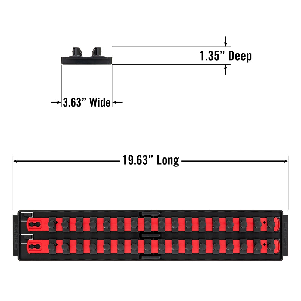 Ernst, 8454 2 Rail Twist Lock Socket Boss® 18” - Red-1/2"