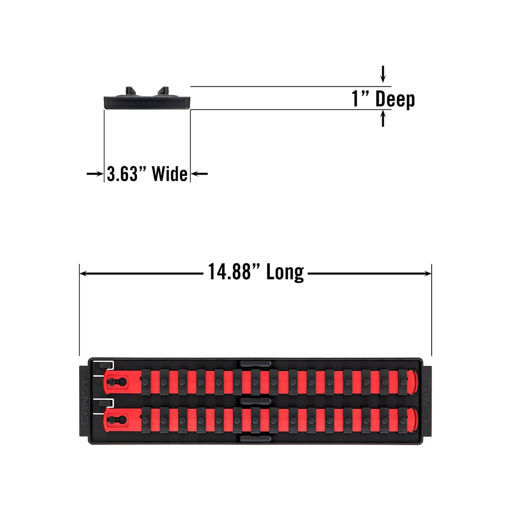 Ernst, 8492 2 Rail Twist Lock Socket Boss 13'' - 1/4'' Drive - Red