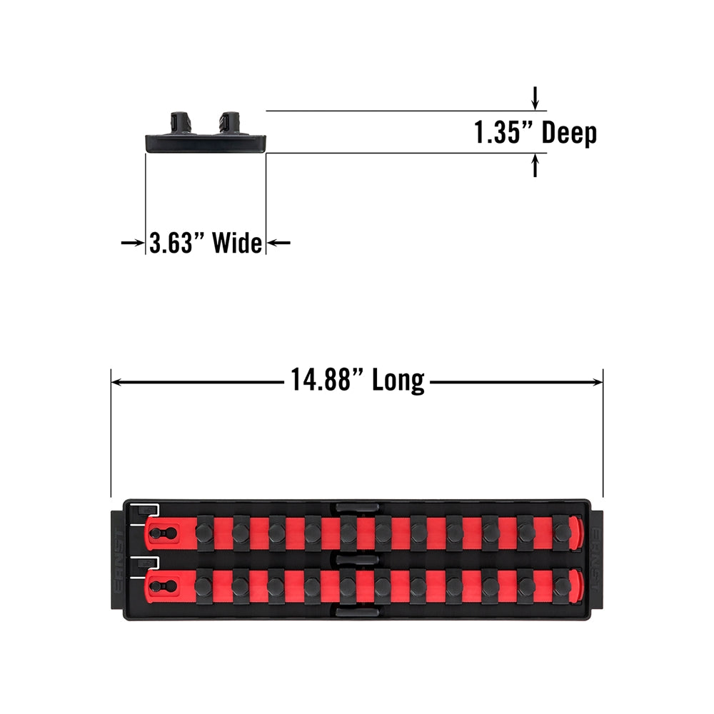 Ernst, 8494 2 Rail Twist Lock Socket Boss 13'' - 1/2'' Drive - Red