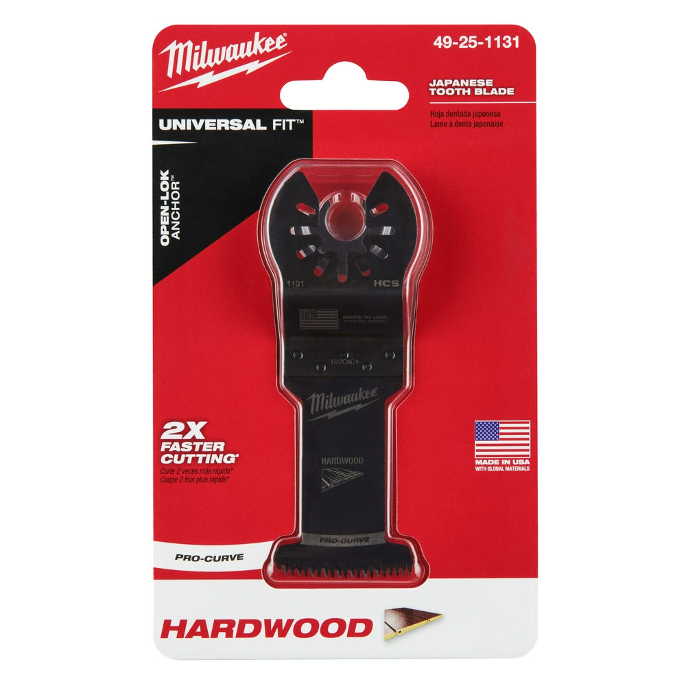 Milwaukee, 49-25-1131 MILWAUKEE® OPEN-LOK™ 1-3/8" HCS Japanese Tooth PRO-CURVE™ Hardwood Multi-Tool Blade