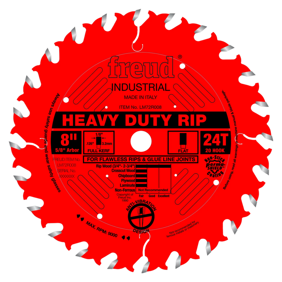 Freud LM72R008 8 in 24-Tooth Heavy-Duty Rip Saw Blade