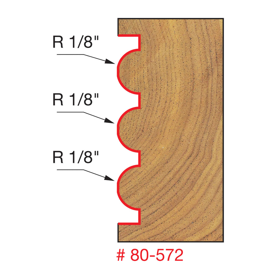 Freud, 80-572 Mèche à triple perlage à rayon 1/8'', tige 1/2'' 13930
