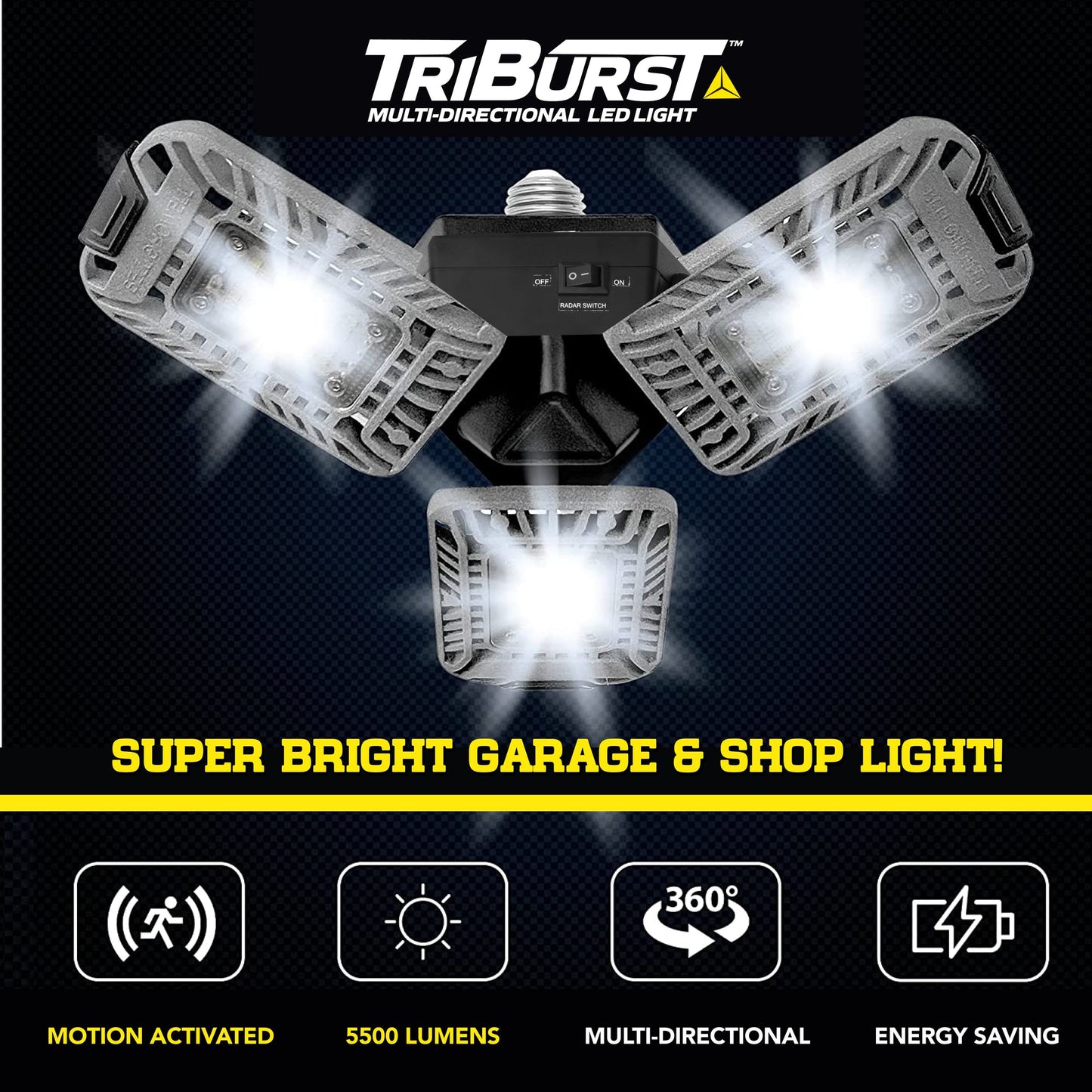 BELL &amp; HOWELL Lampe LED multidirectionnelle Active Deluxe TriBurst - 5 500 lumens 036533150