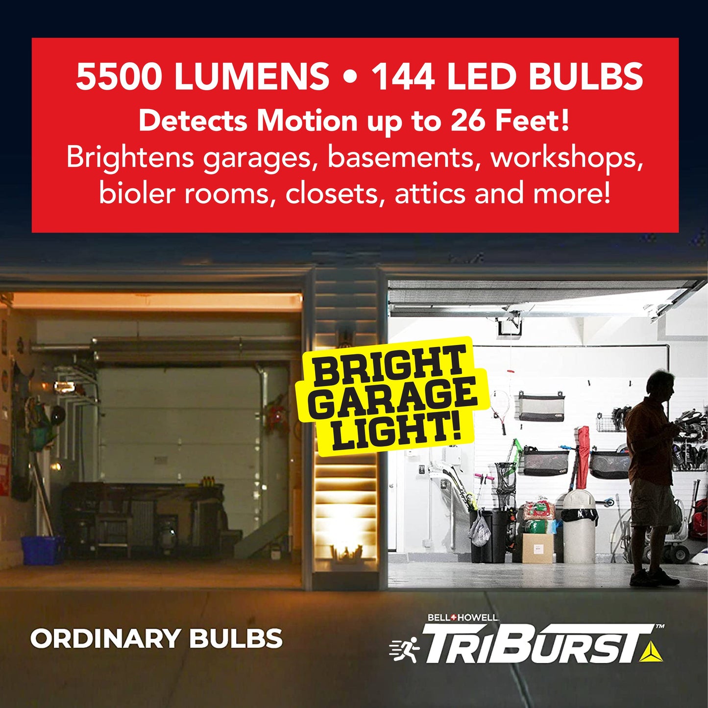 BELL &amp; HOWELL Lampe LED multidirectionnelle Active Deluxe TriBurst - 5 500 lumens 036533150