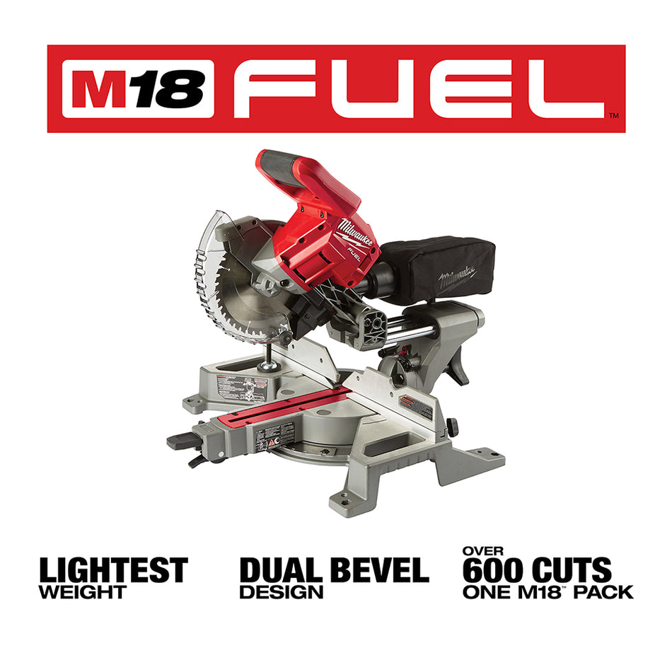 Milwaukee, 2733-20 M18 FUEL 18 V Lithium-Ion sans balais sans fil 7-1/4 po. Scie à onglets composée coulissante à double biseau