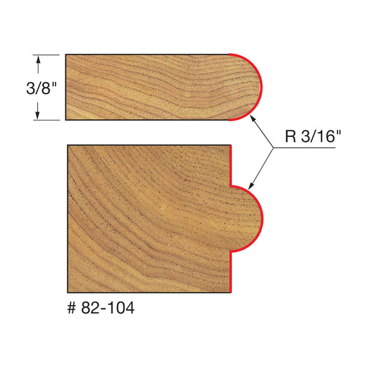 Freud, 82-104 3/16'' Radius Half Round Router Bit 1/4'' Shank