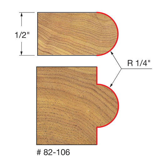 Freud, 82-106 1/4'' Radius Half Round Router Bit 1/4'' Shank