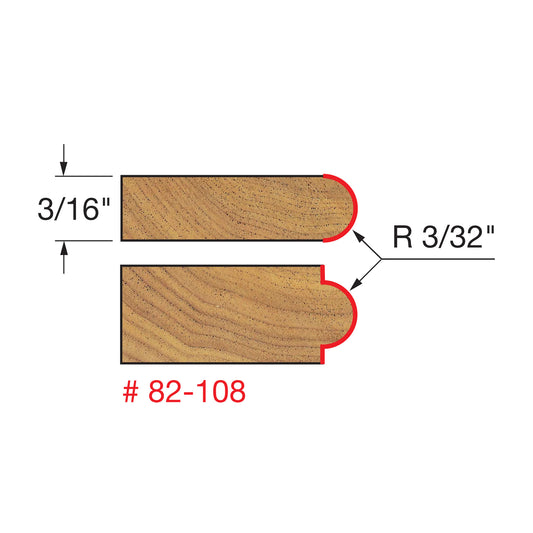 Freud, 82-108 3/32'' Radius Half Round Router Bit 1/2'' Shank