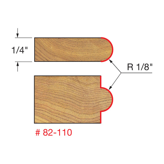 Freud, 82-110 1/8'' Radius Half Round Router Bit 1/2'' Shank