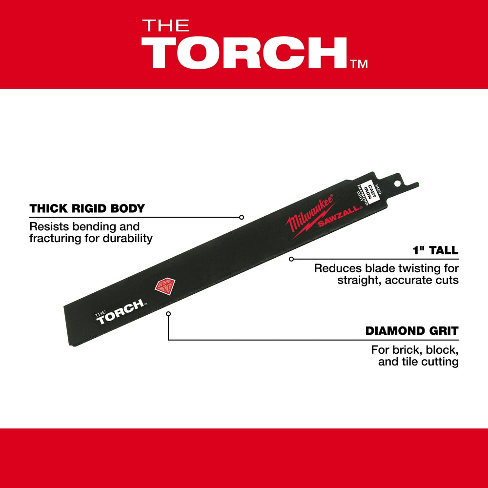 Milwaukee, 48-22-1450 9 in. Diamond Grit the Torch SAWZALL Blade