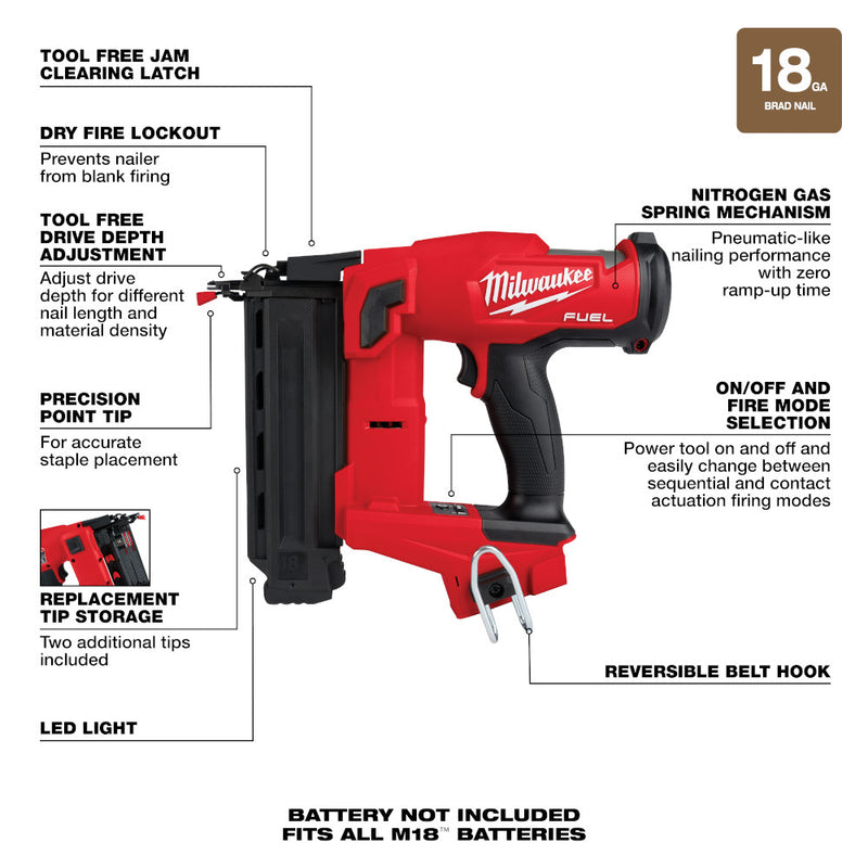 Milwaukee 2746 20 M18 FUEL 18 Gauge Brad Nailer