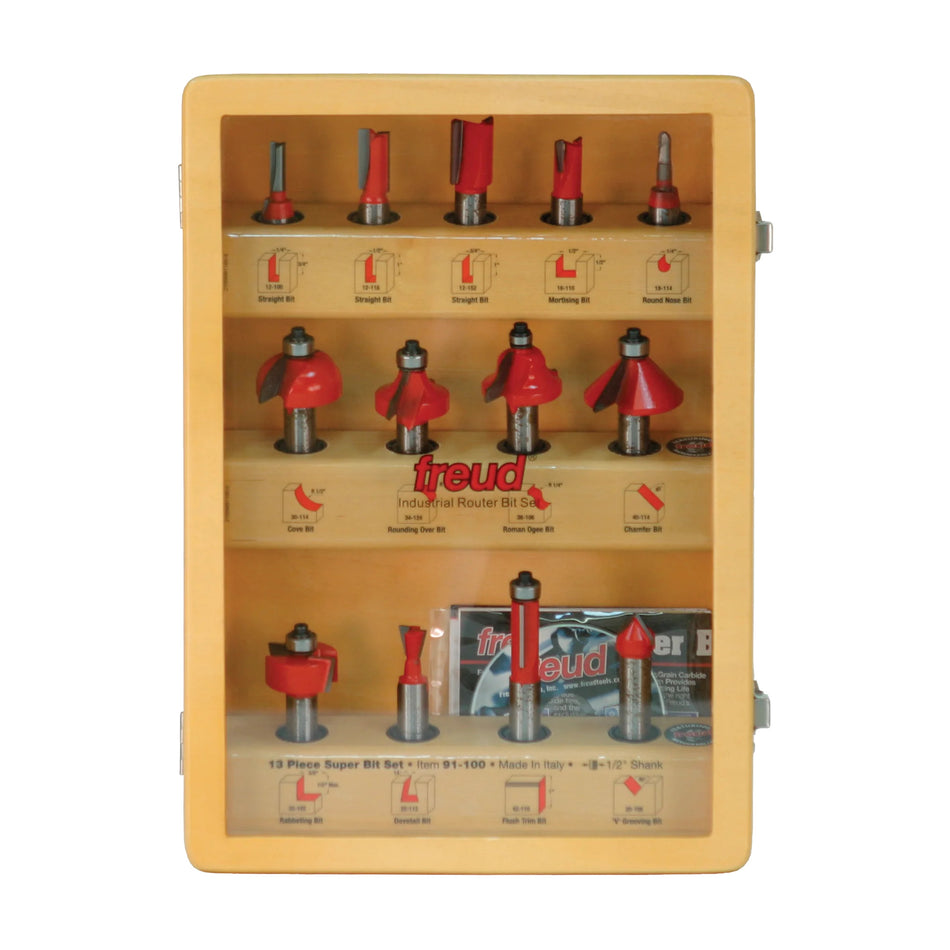 Freud, 91-100 Jeu de 13 embouts Super Router, tige 1/2'' 13781