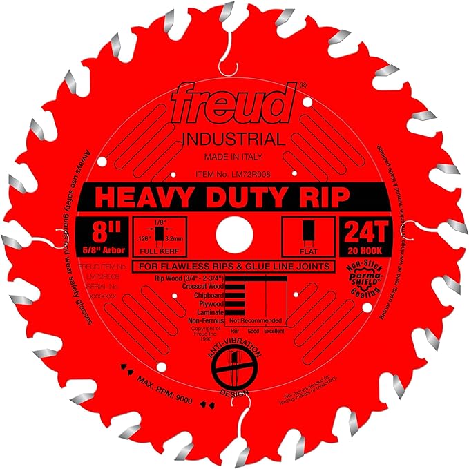 Freud LM72R008 8" 24-Tooth Heavy-Duty Rip Saw Blade
