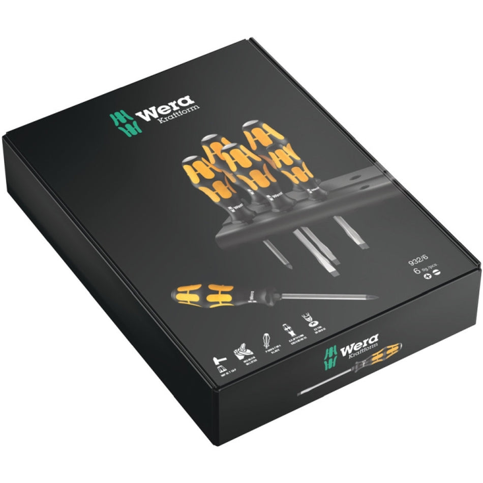 Wera Tools Screwdriver Set with Rack - Yellow, 6 Piece