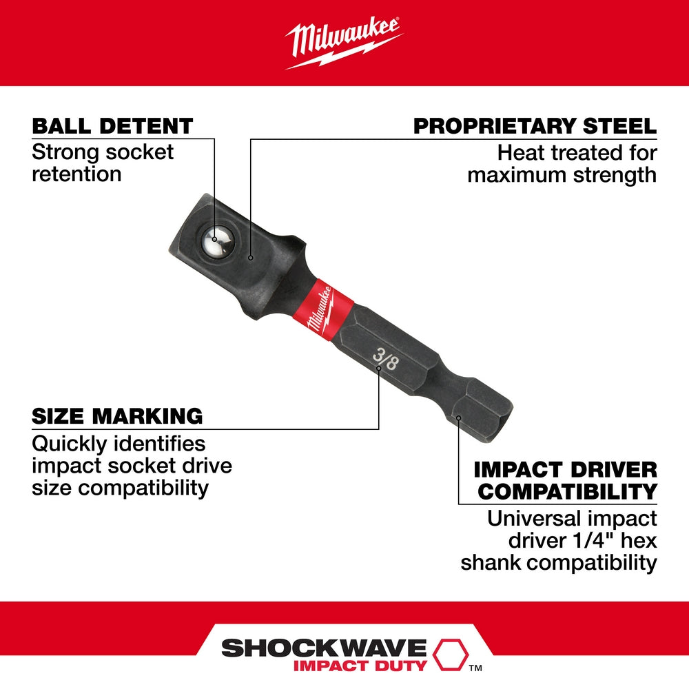 Milwaukee, 48-32-5033 Jeu d'adaptateurs de douilles à chocs SHOCKWAVE™ 3 pièces