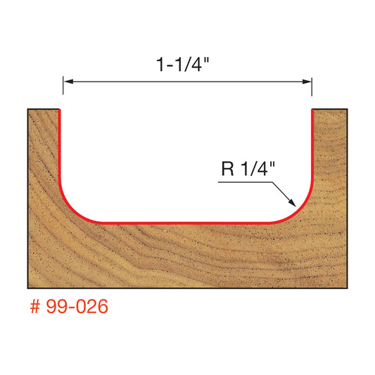 Freud, 99-026 1/4'' Radius Dish Craving Router Bit 1/2'' Shank