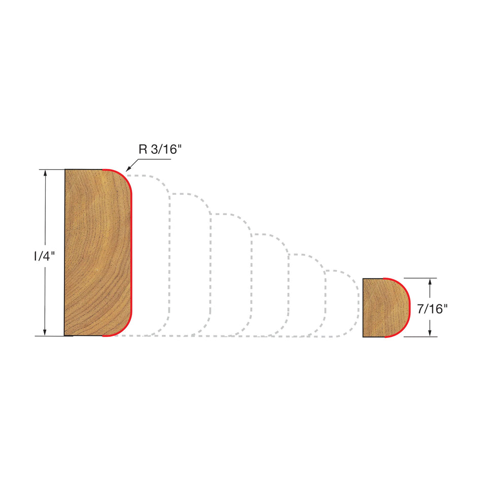 Freud, 99-028 3/16'' Radius Variable Double Corner Round Router Router Bit 1/2'' Shank