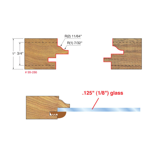 Freud, 99-286 Glass Panel Cabinet Door Router Bit Set 1/2'' Shank