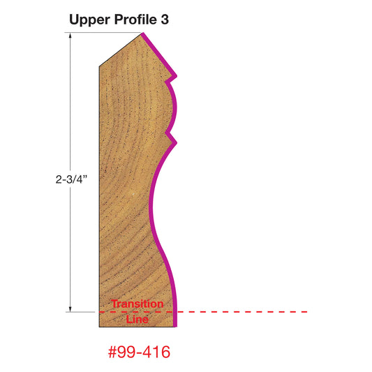 Freud, 99-416 Wide Crown Molding System (Upper Profile) 1/2'' Shank Router Bit