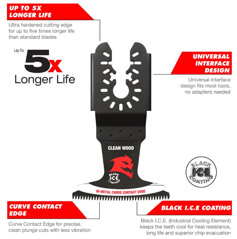 Diablo, DOU250JBW3 2-1/2in Demo Demon Universal Fit Bi-Metal Oscillating Blade for Clean Wood