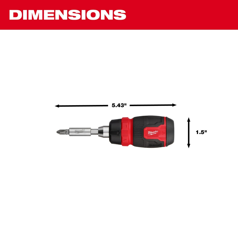 Milwaukee, 48-22-2913 Tournevis multi-embouts compact à cliquet 8 en 1