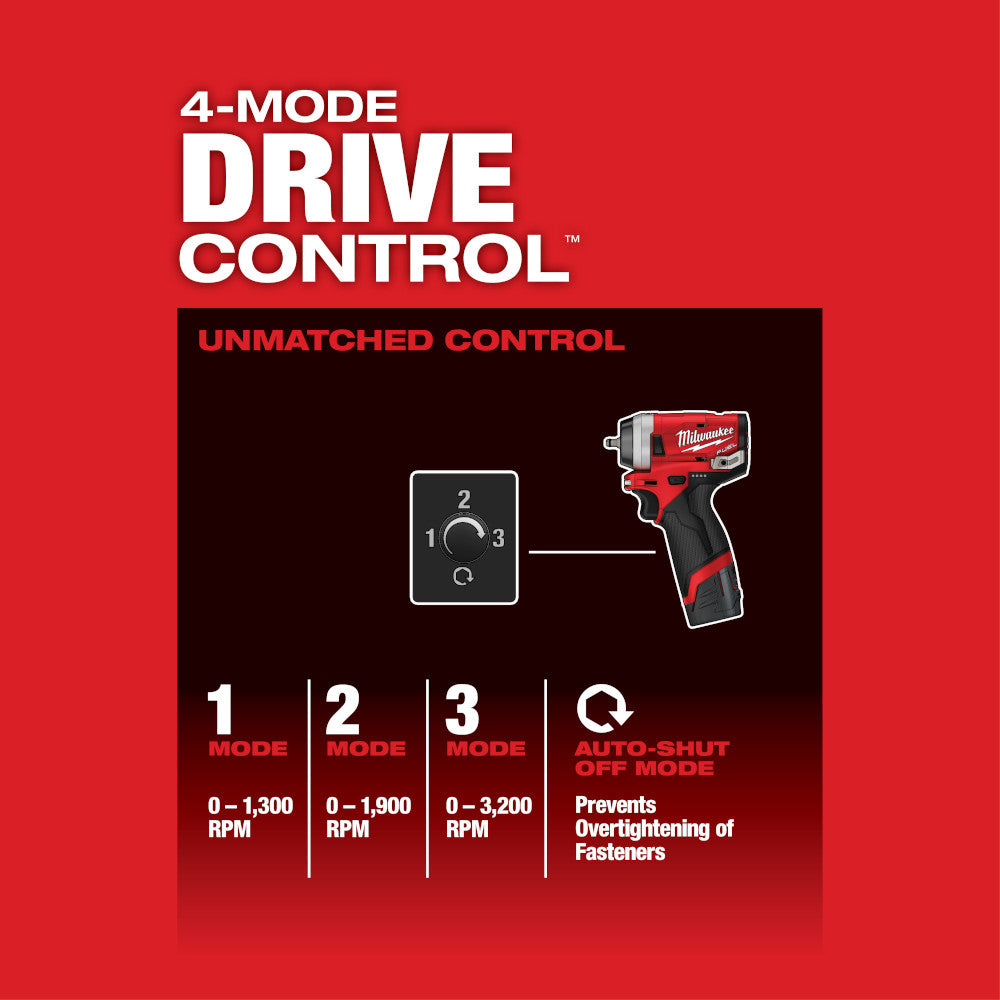 Milwaukee, 2552-20 M12 1/4" Stubby Impact Wrench