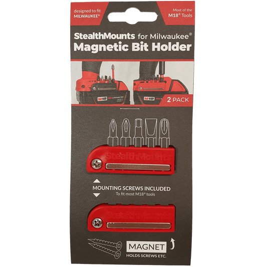 StealthMounts, BH-MW18-RED-2 Magnetic Bit Holder for Milwaukee M18 Tools