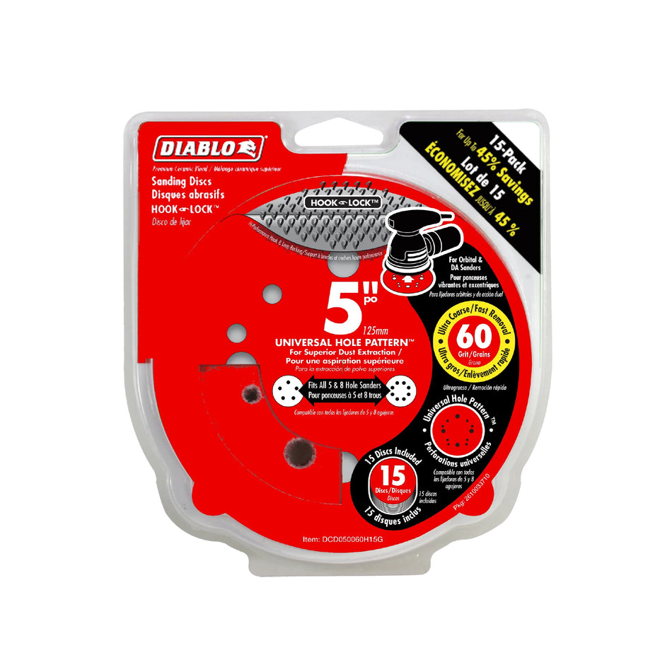 Diablo 5'' ROS Disc Hook &amp; Lock™ grain 60 - paquet de 15 14842