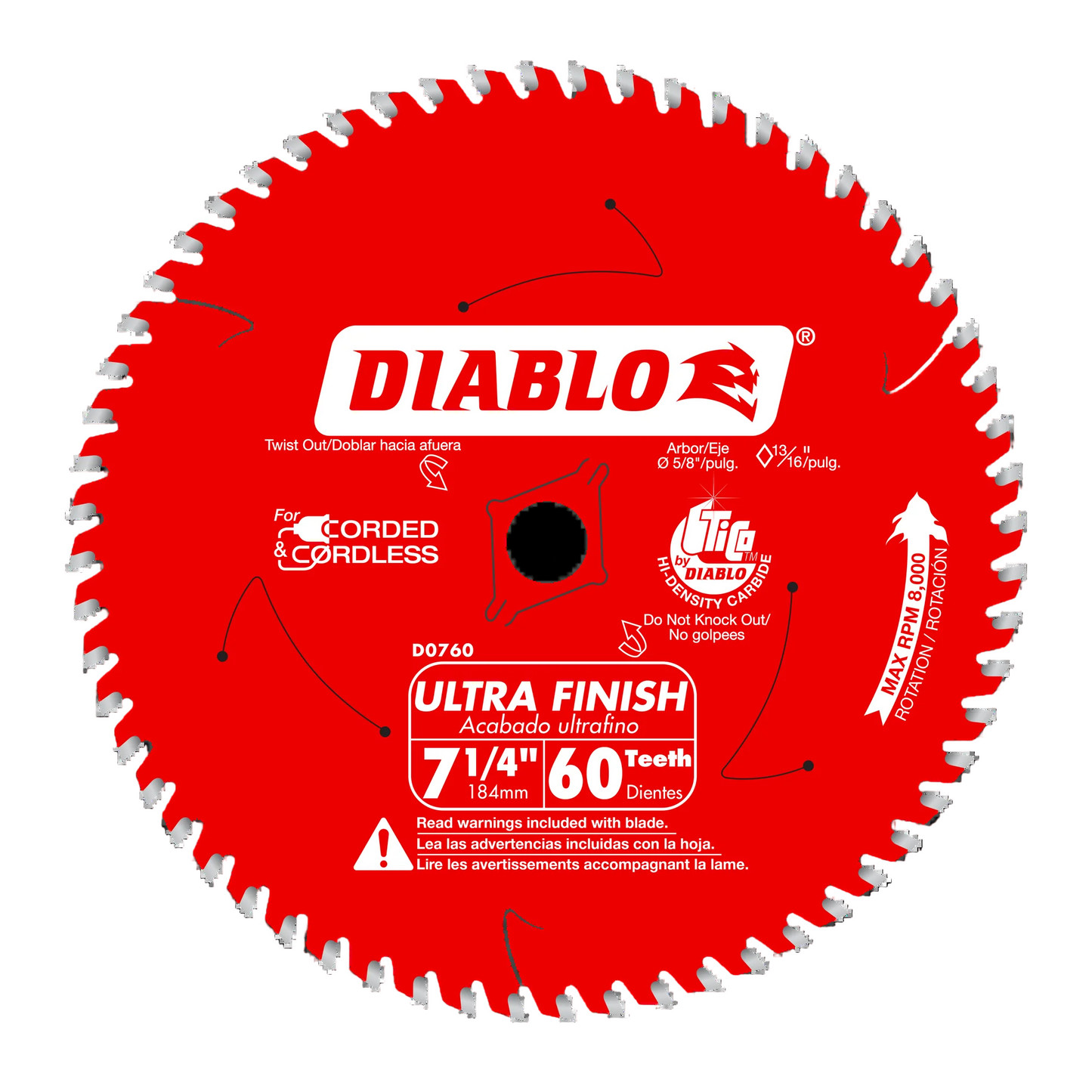 Diablo, D0760A  7-1/4" x 60-Teeth Ultra Finish Carbide Saw Blade for Wood