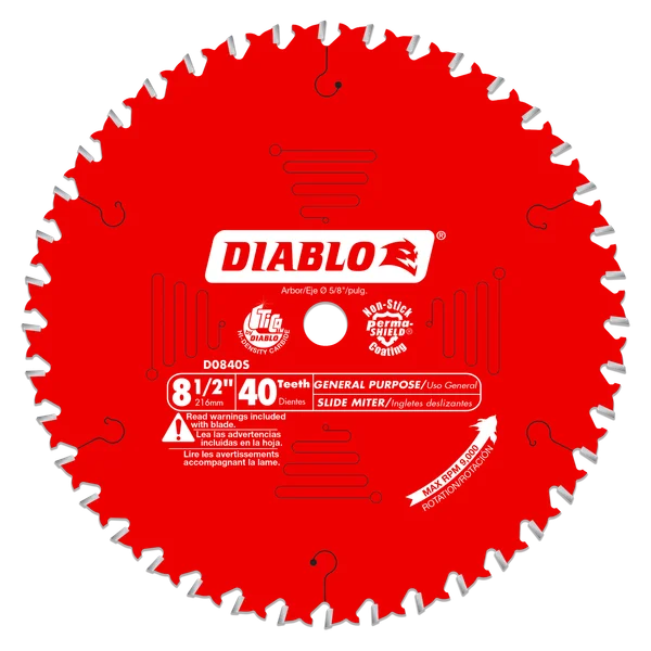 Diablo, D0840X 8-1/4" 40 Tooth Carbide Finishing Circular Saw Blade