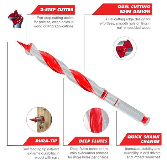 Diablo Auger Bits for Wood & Nail-Embedded Wood