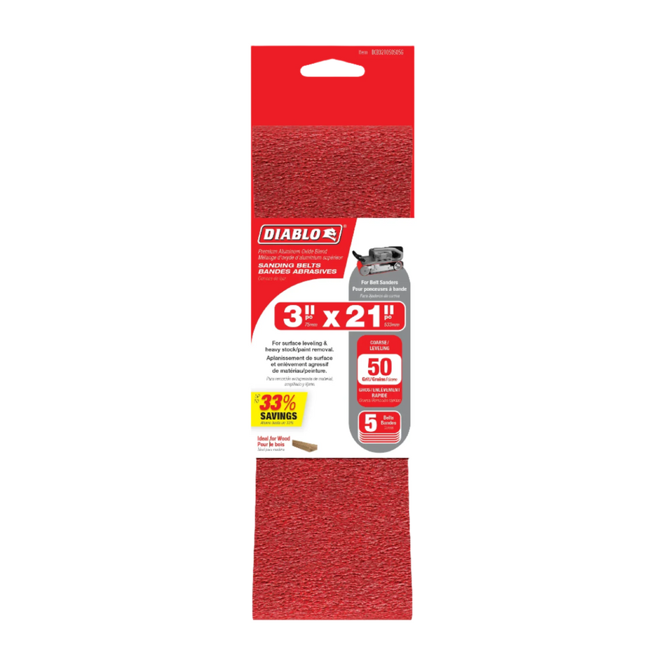 Diablo 3'' x 21'' Sanding Belts 5 Pack