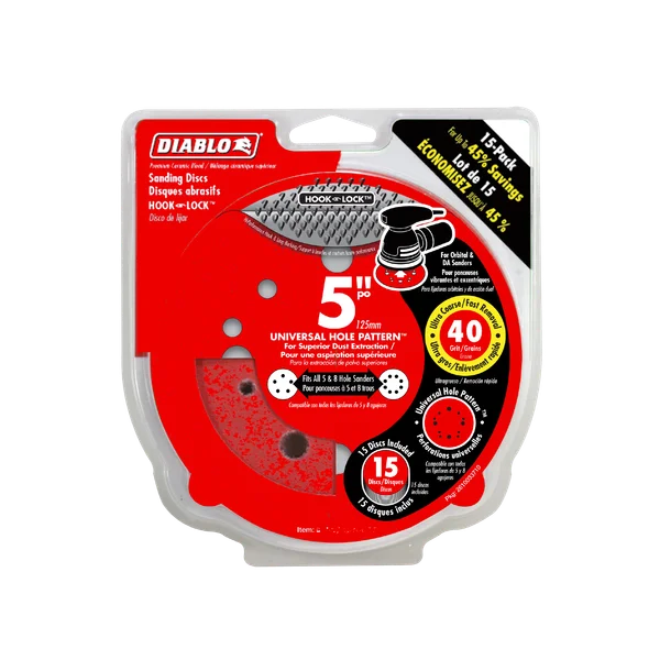 Diablo, 5" ROS Disc Hook & Lock - 15pk