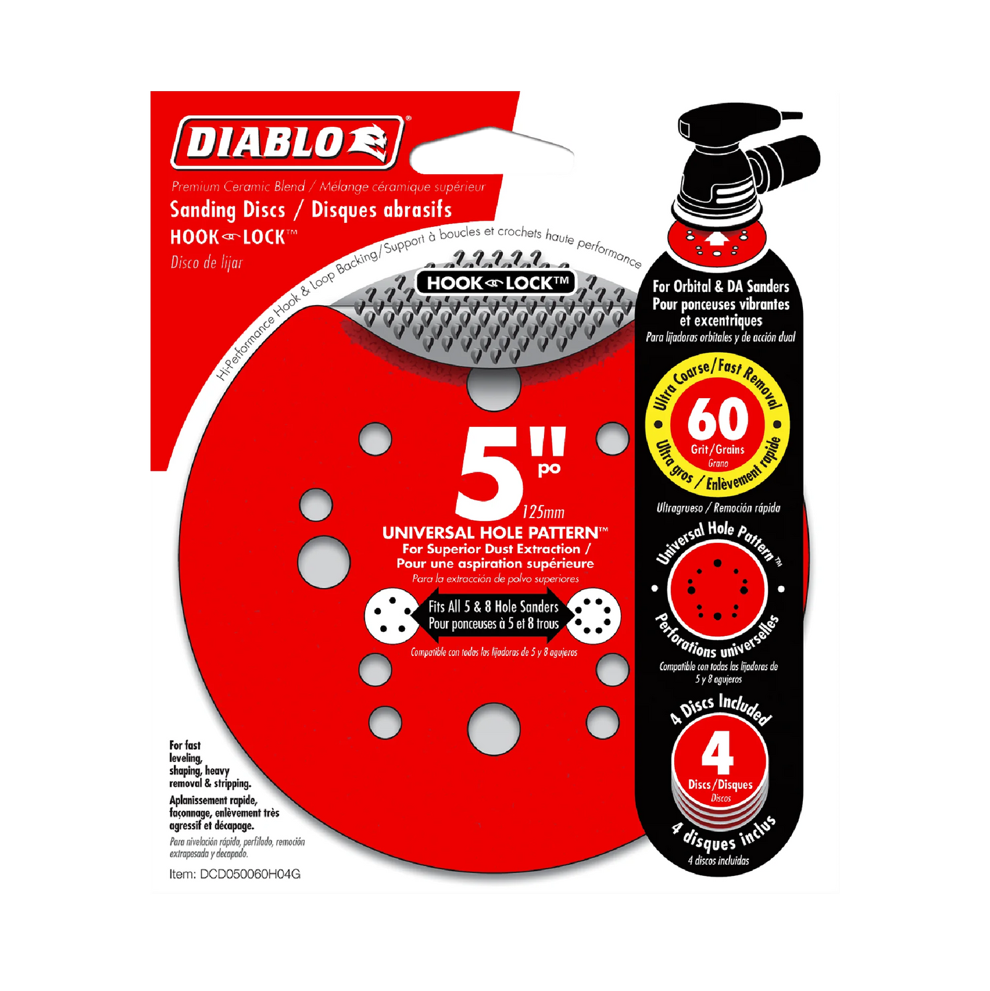 Diablo, 5'' ROS Disc Hook & Lock - 4pk