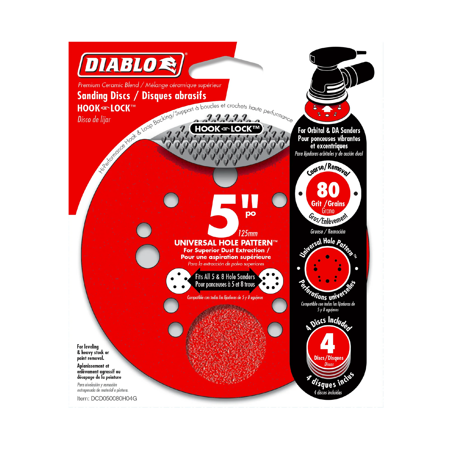 Diablo, 5'' ROS Disc Hook & Lock - 4pk