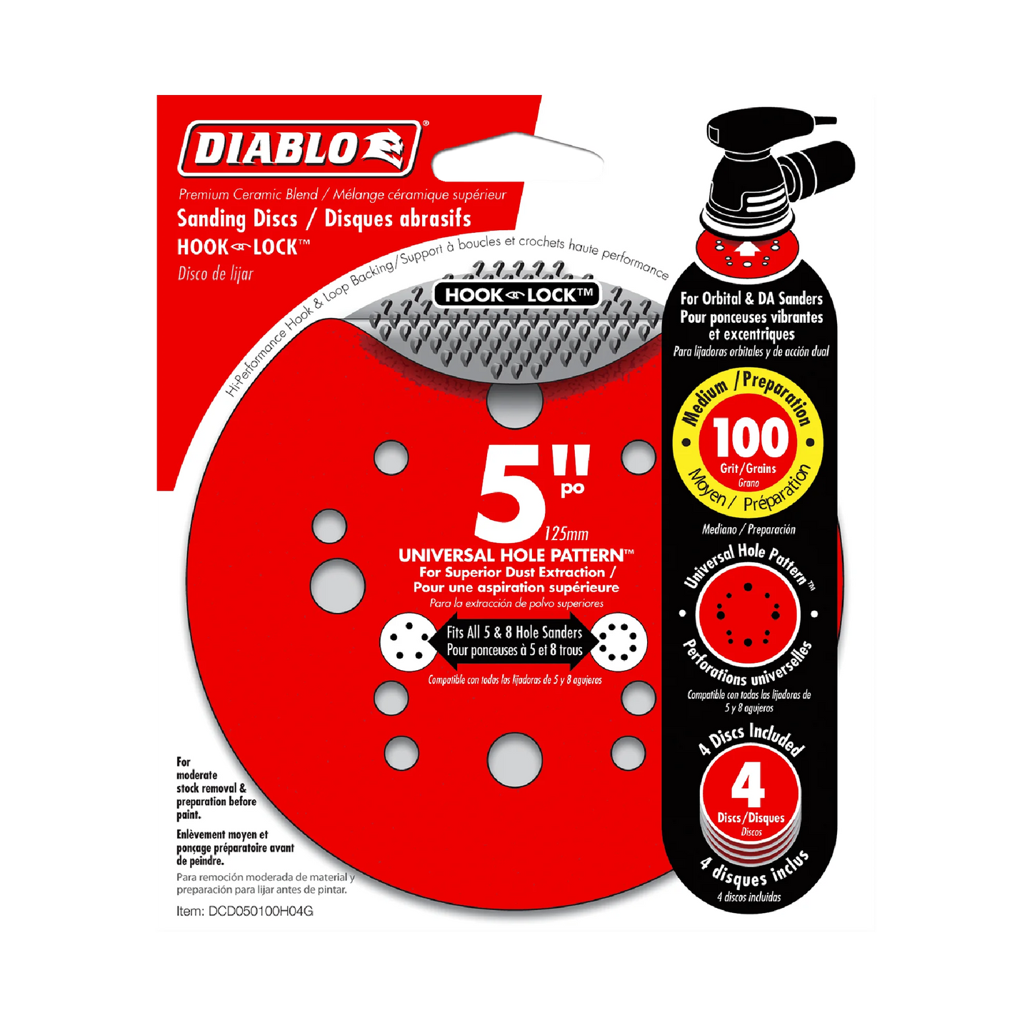 Diablo, 5'' ROS Disc Hook & Lock - 4pk