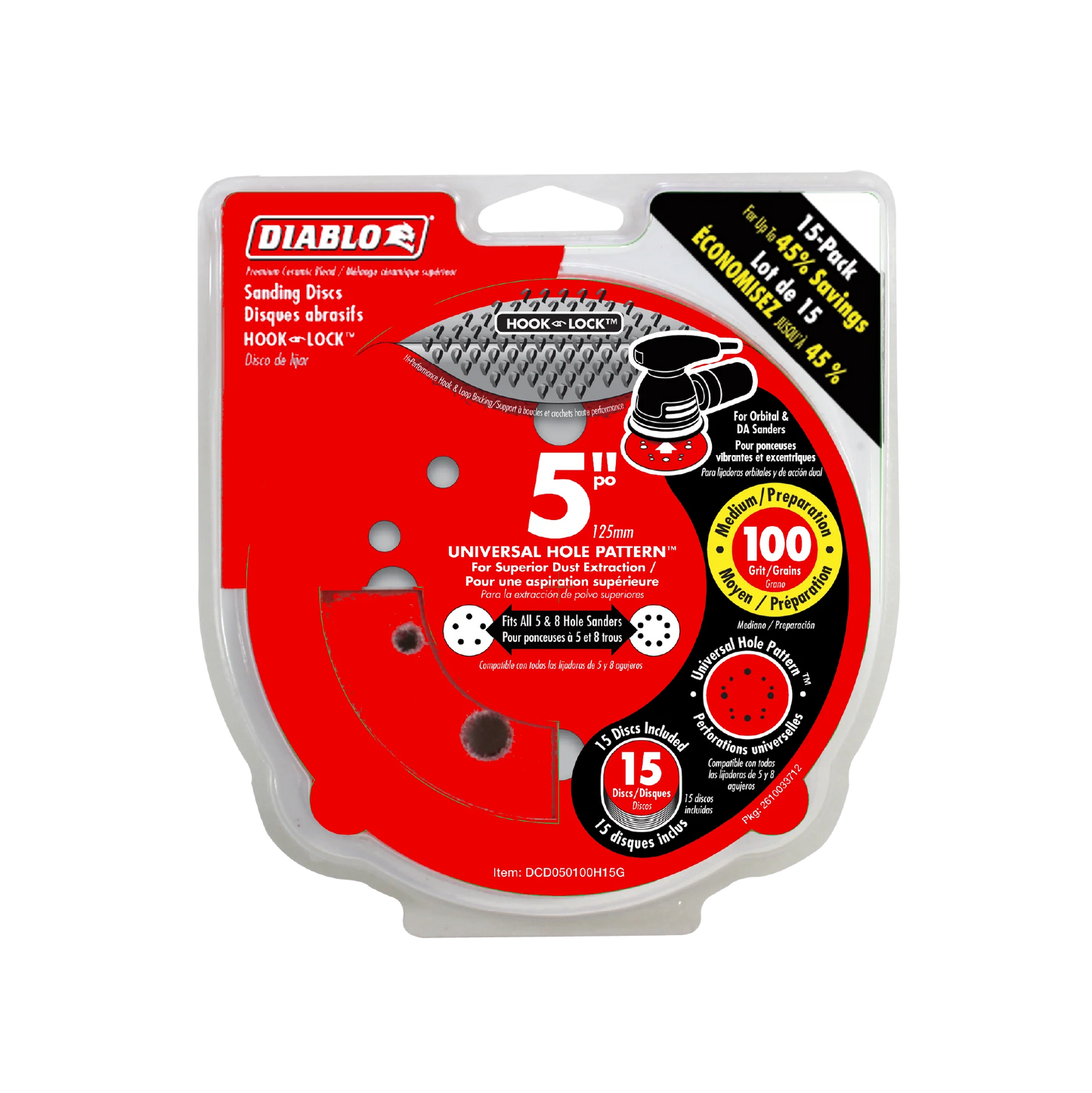 Diablo, 5" ROS Disc Hook & Lock - 15pk