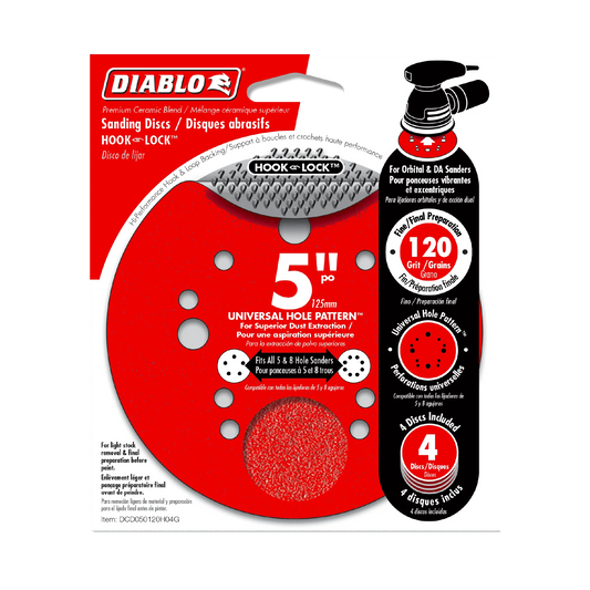 Diablo, 5'' ROS Disc Hook & Lock - 4pk