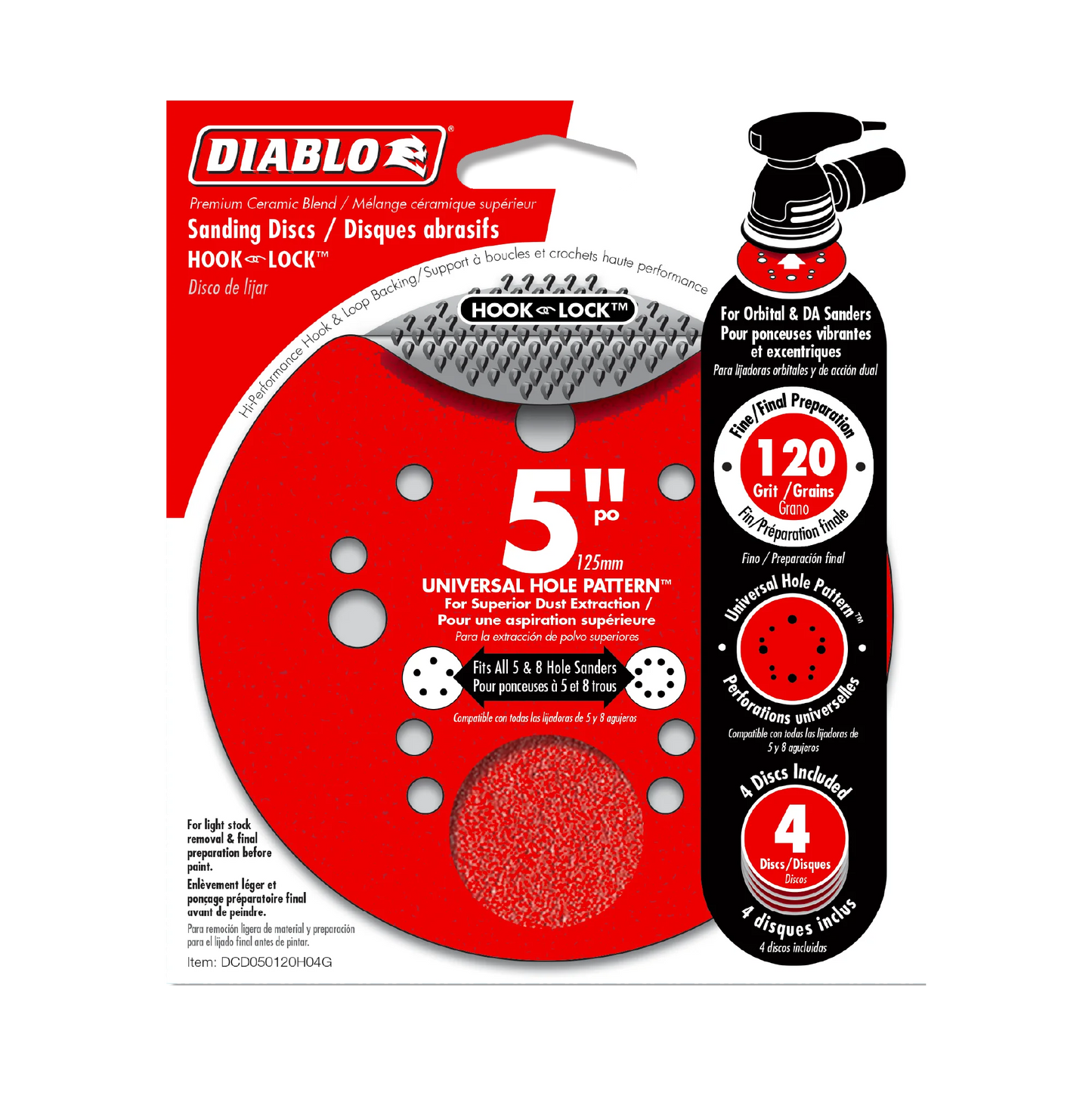 Diablo, 5'' ROS Disc Hook & Lock - 4pk