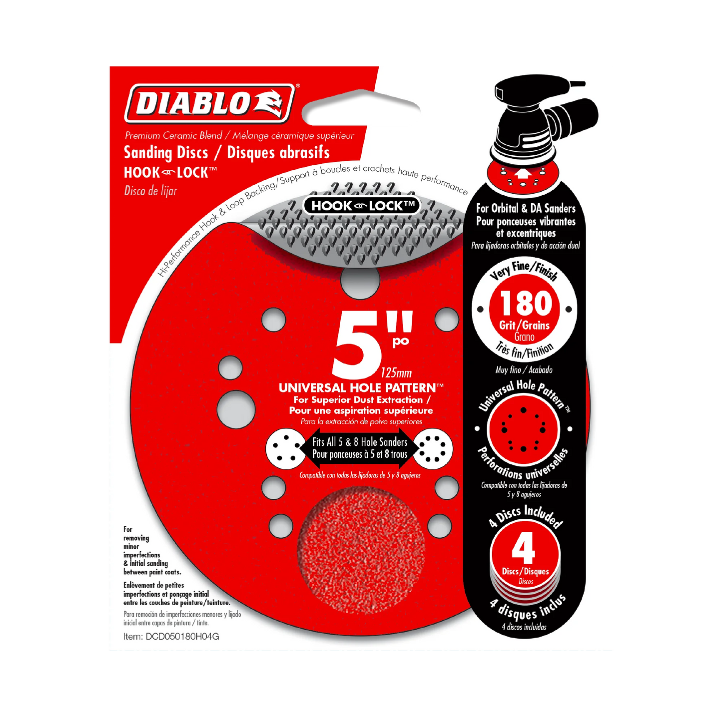 Diablo, 5'' ROS Disc Hook & Lock - 4pk