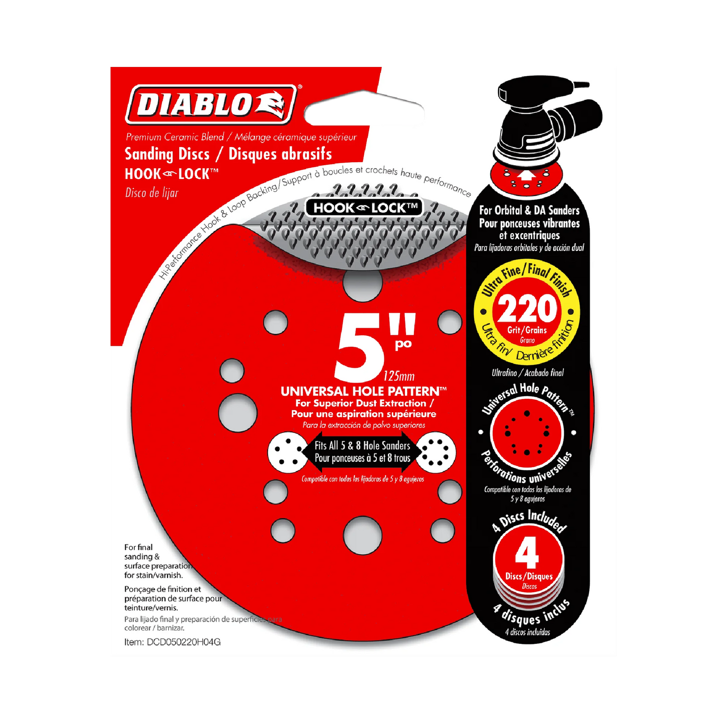 Diablo, 5'' ROS Disc Hook & Lock - 4pk