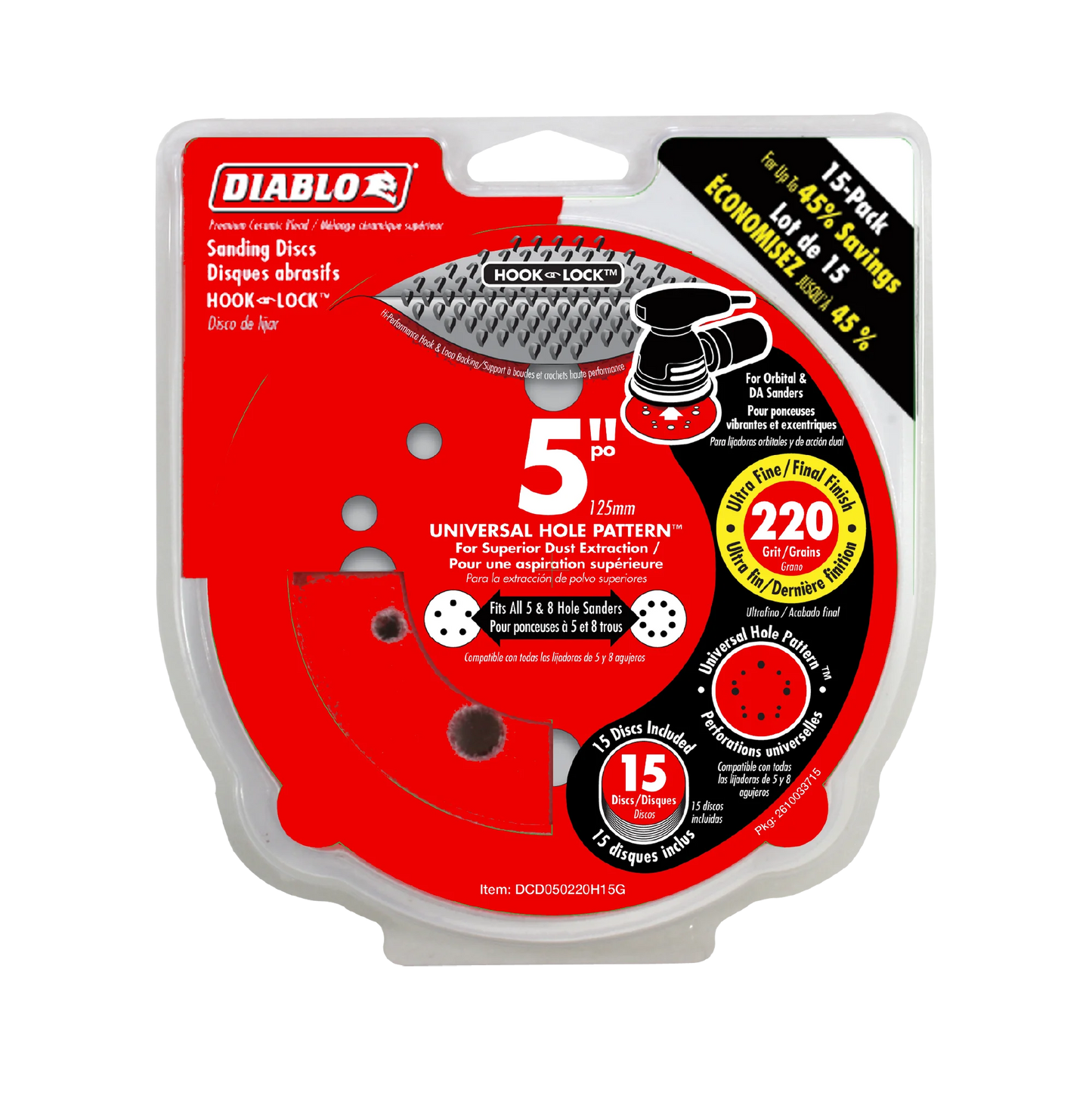 Diablo, 5" ROS Disc Hook & Lock - 15pk